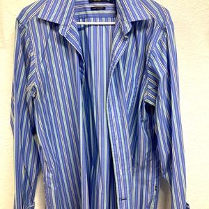 Nautical long sleeve dress shirt. Bluestriped. Mens large. Looks great untucked